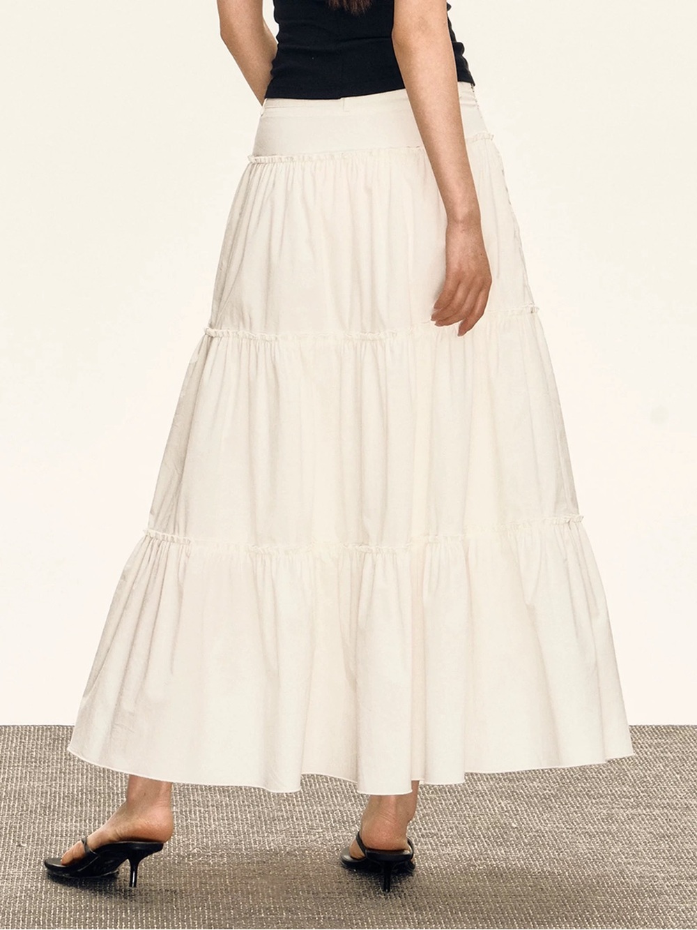 white tiered maxi skirt women skirt size M